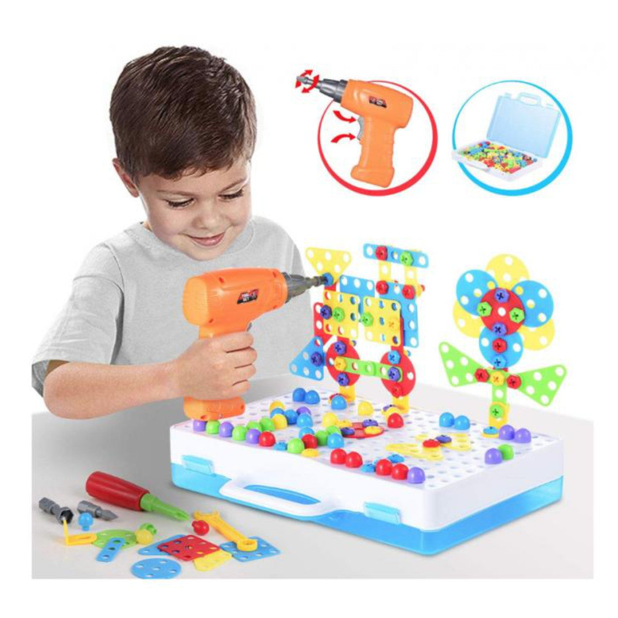 JUEGO DE TALADRO INFANTIL PARA CONSTRUIR Y DESCUBRIR